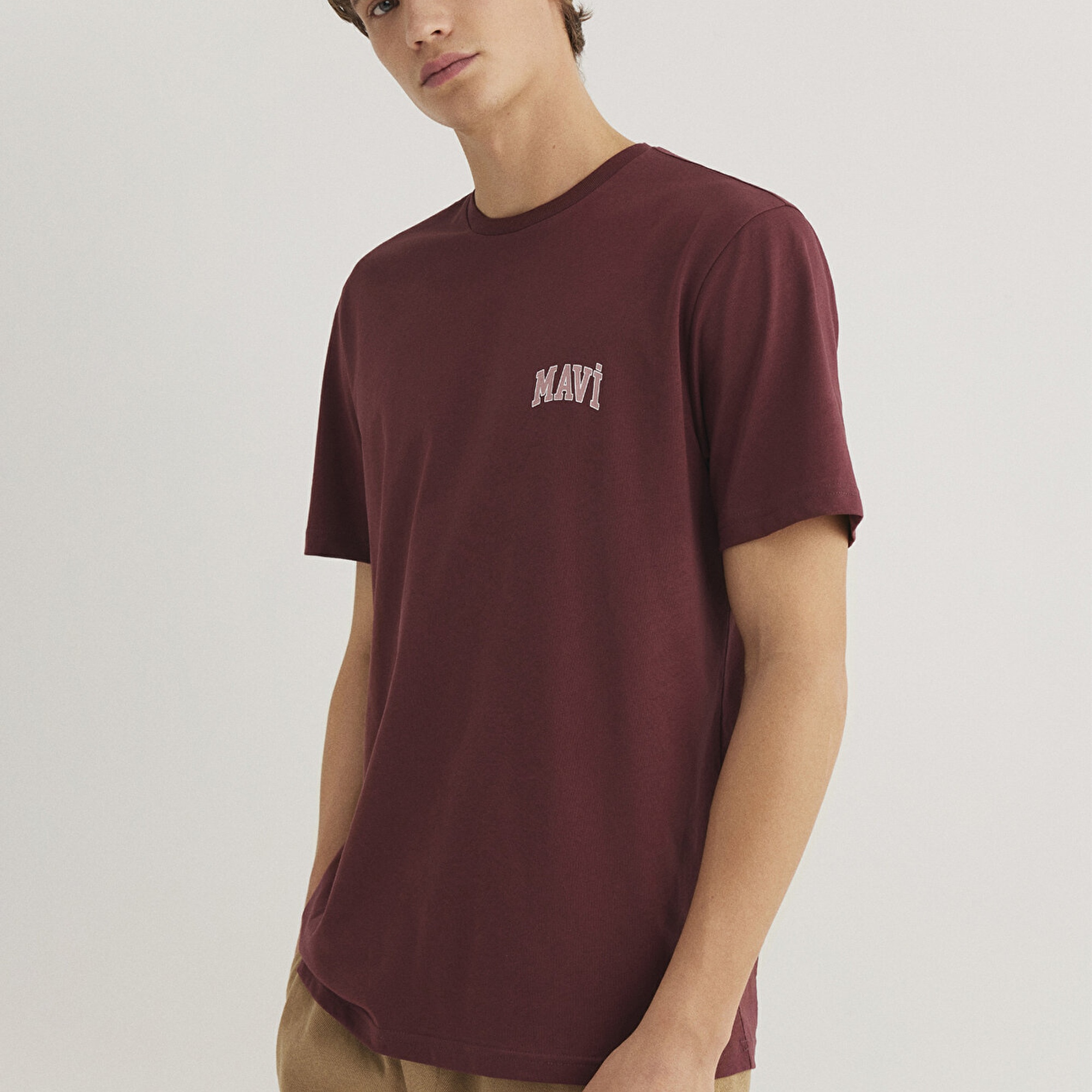 Mavi Mavi Logo Baskılı Bordo Tişört Regular Fit / Normal Kesim 0611714-70396