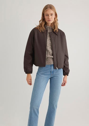  Mavi Kahverengi Suni Deri Ceket Oversize / Geniş Kesim 1110614-88083