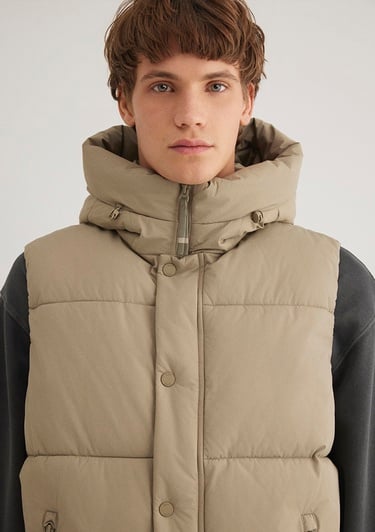  Mavi Kapüşonlu Bej Şişme Yelek Regular Fit / Normal Kesim 0110306-86749