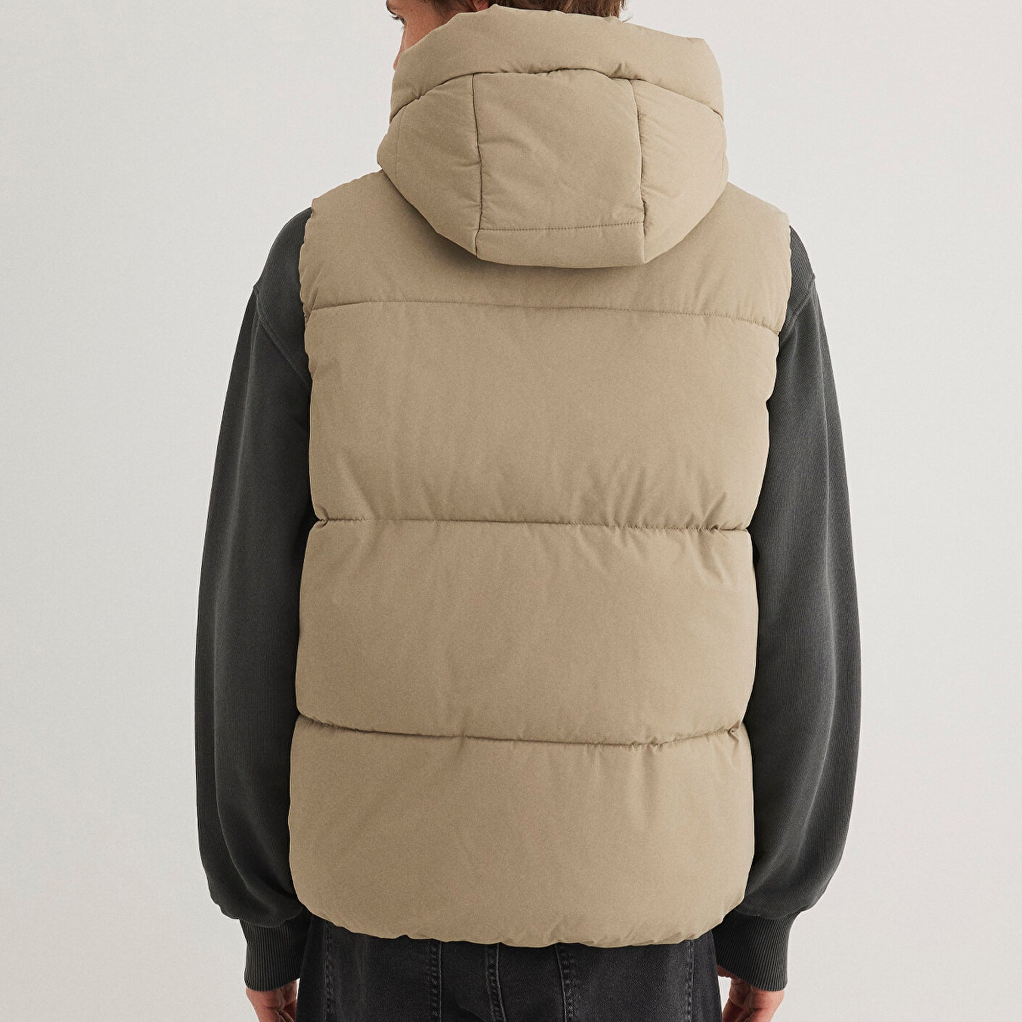 Mavi Kapüşonlu Bej Şişme Yelek Regular Fit / Normal Kesim 0110306-86749