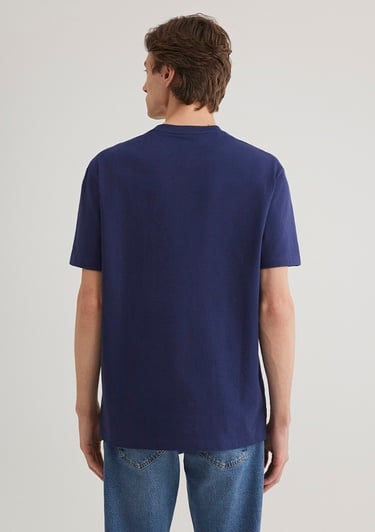  Mavi Cep Detaylı Lacivert Basic Tişört Loose Fit / Bol Rahat Kesim 066248-84371