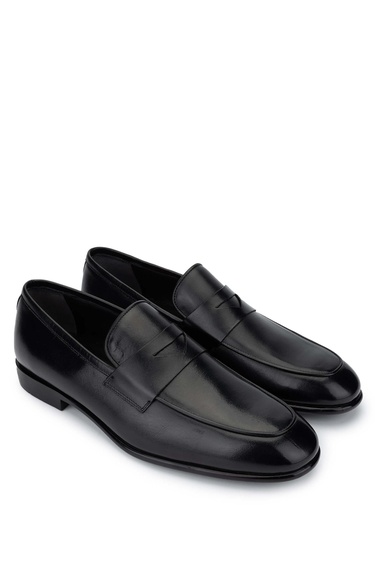  Tamer Tanca Erkek Hakiki Deri Siyah Deri Loafer Ayakkabı