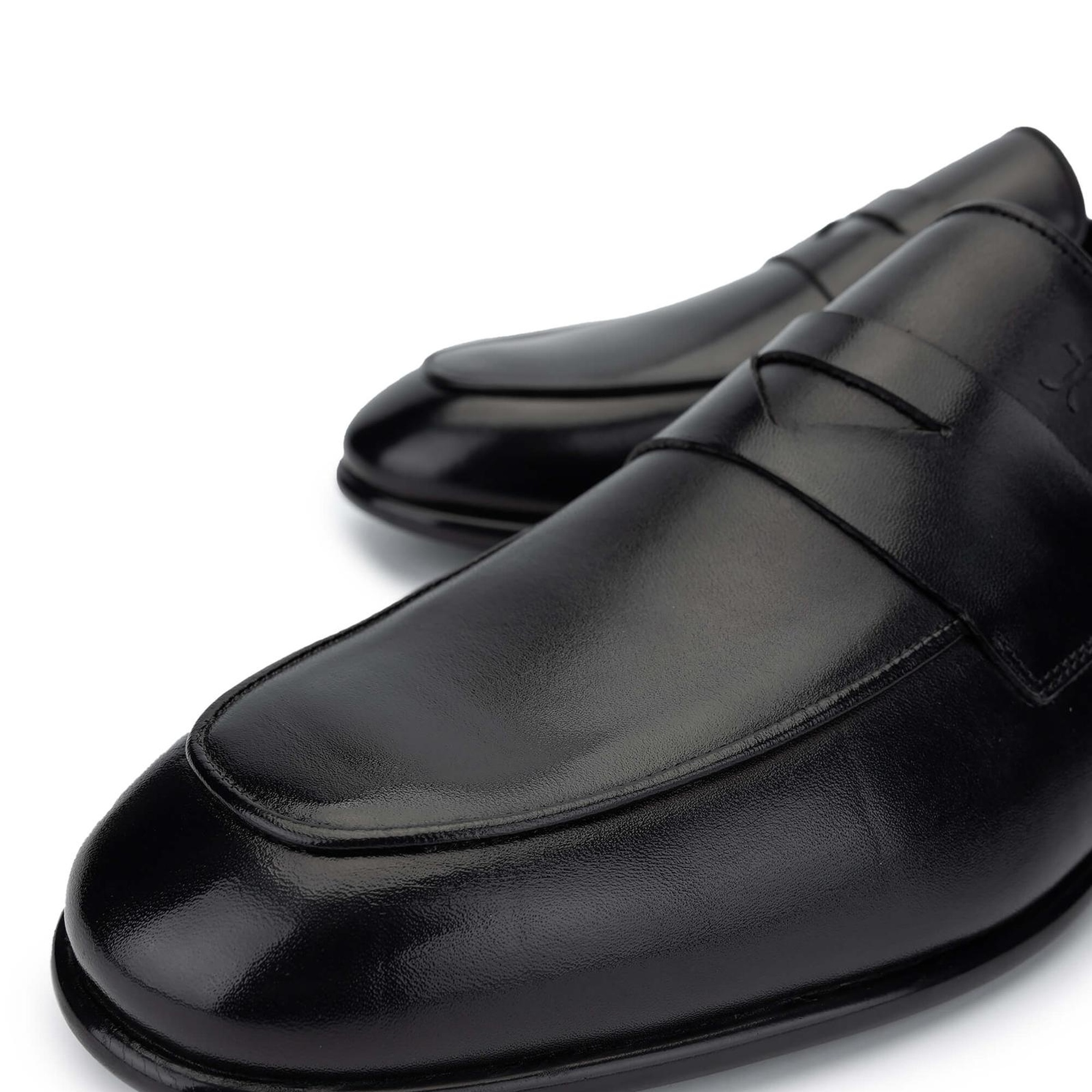 Tamer Tanca Erkek Hakiki Deri Siyah Deri Loafer Ayakkabı