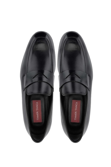  Tamer Tanca Erkek Hakiki Deri Siyah Deri Loafer Ayakkabı