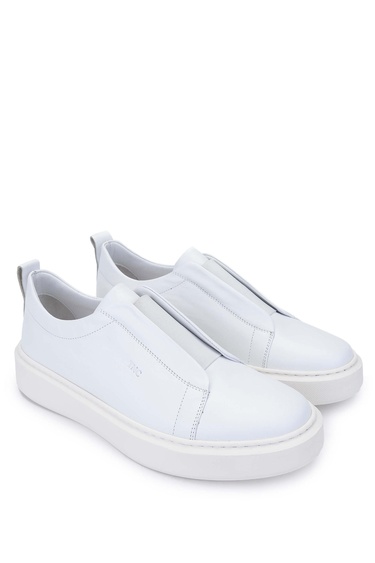  Tamer Tanca Erkek Hakiki Deri Beyaz Loafer Ayakkabı