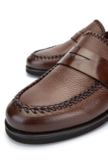  Tamer Tanca Erkek Hakiki Deri Taba Loafer Ayakkabı