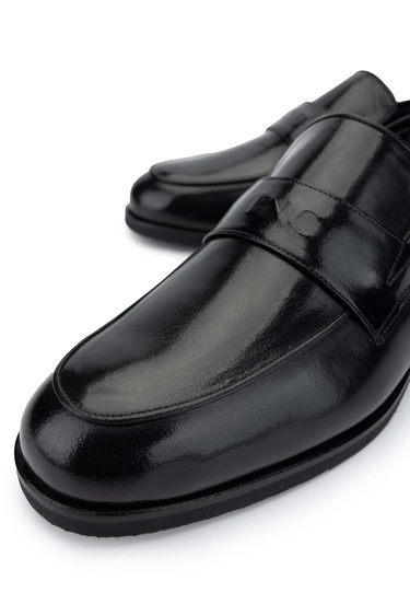  Tamer Tanca Erkek Hakiki Deri Siyah Loafer Ayakkabı