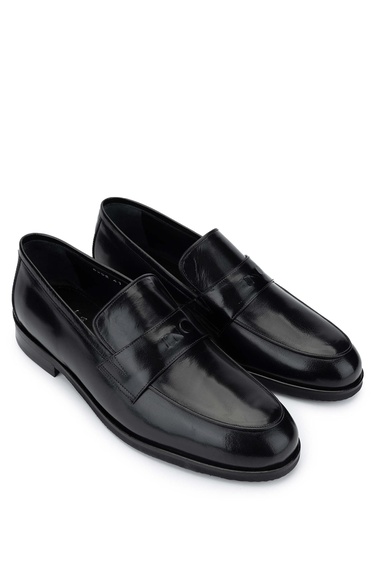  Tamer Tanca Erkek Hakiki Deri Siyah Loafer Ayakkabı