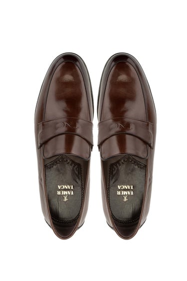  Tamer Tanca Erkek Hakiki Deri Taba Bufalo Loafer Ayakkabı