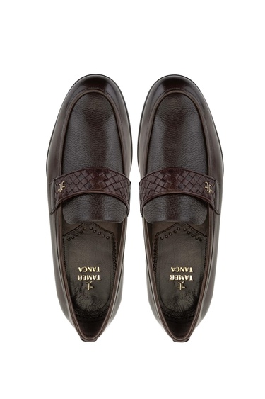  Tamer Tanca Erkek Hakiki Deri Kahverengi Loafer Ayakkabı