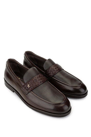  Tamer Tanca Erkek Hakiki Deri Kahverengi Loafer Ayakkabı