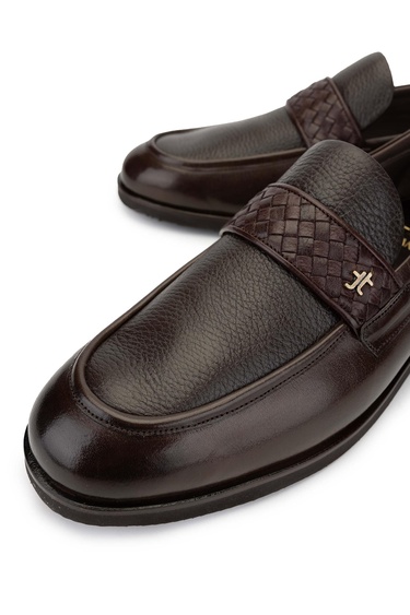  Tamer Tanca Erkek Hakiki Deri Kahverengi Loafer Ayakkabı