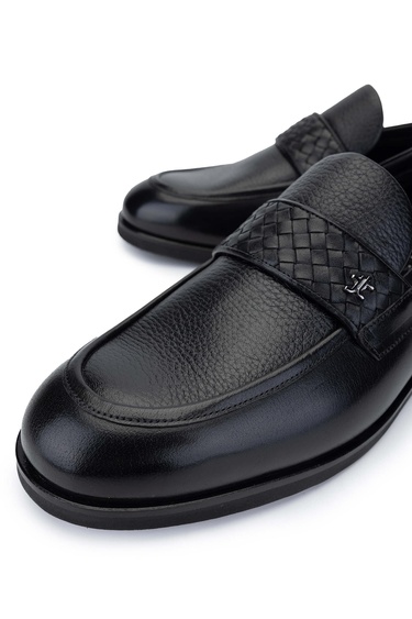  Tamer Tanca Erkek Hakiki Deri Siyah Loafer Ayakkabı