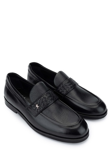  Tamer Tanca Erkek Hakiki Deri Siyah Loafer Ayakkabı