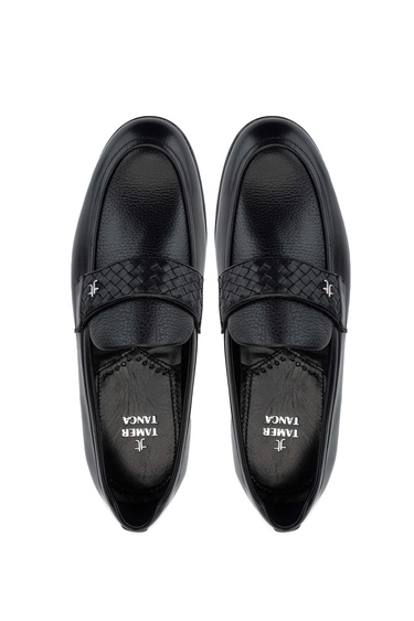  Tamer Tanca Erkek Hakiki Deri Siyah Loafer Ayakkabı