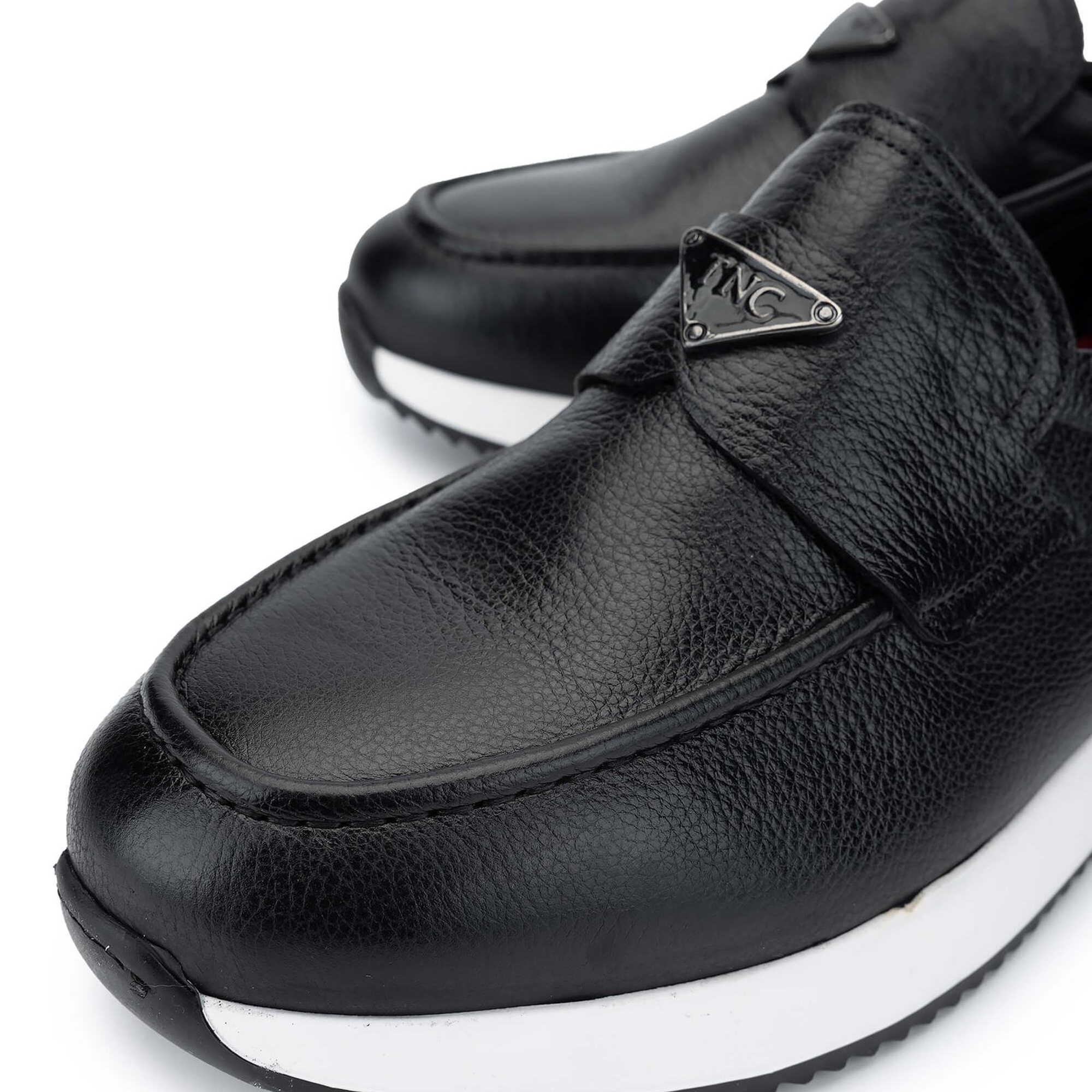 Tamer Tanca Erkek Hakiki Deri Siyah Deri Loafer Ayakkabı