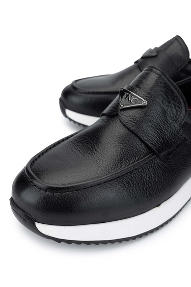  Tamer Tanca Erkek Hakiki Deri Siyah Deri Loafer Ayakkabı