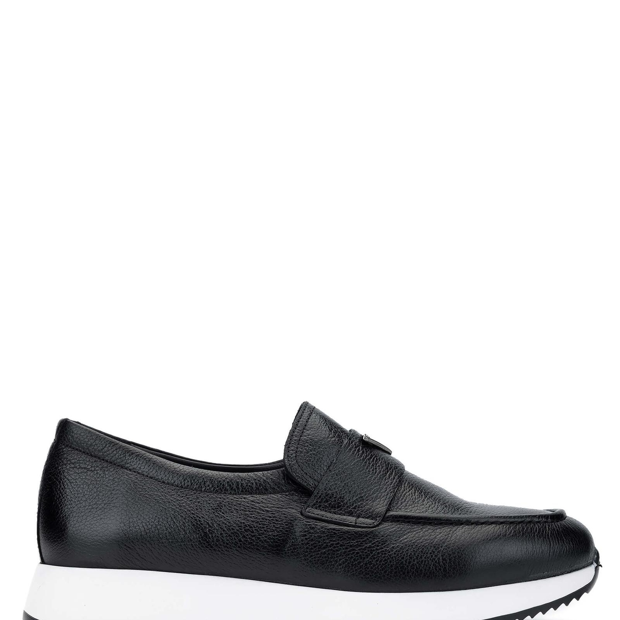 Tamer Tanca Erkek Hakiki Deri Siyah Deri Loafer Ayakkabı