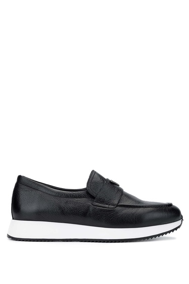  Tamer Tanca Erkek Hakiki Deri Siyah Deri Loafer Ayakkabı