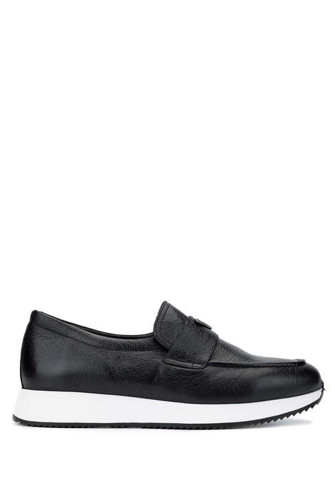  Tamer Tanca Erkek Hakiki Deri Siyah Deri Loafer Ayakkabı