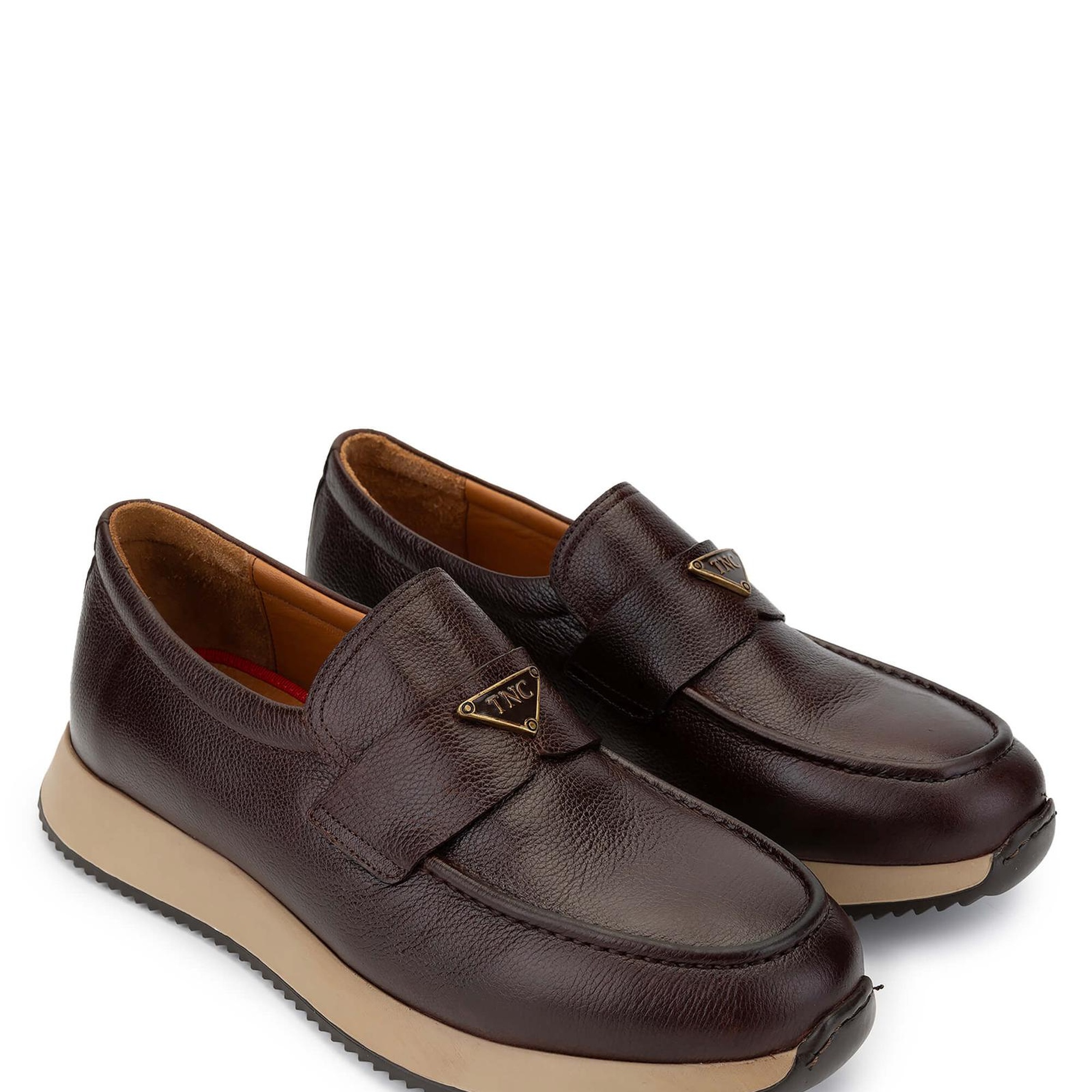 Tamer Tanca Erkek Hakiki Deri Kahverengi Loafer Ayakkabı