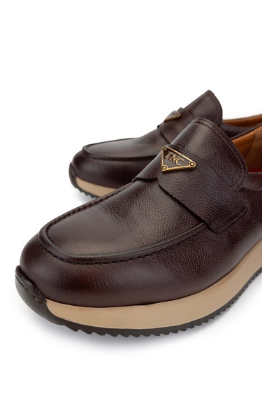  Tamer Tanca Erkek Hakiki Deri Kahverengi Loafer Ayakkabı