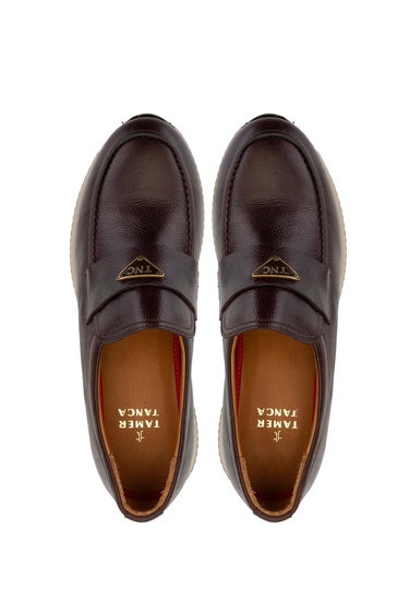  Tamer Tanca Erkek Hakiki Deri Kahverengi Loafer Ayakkabı