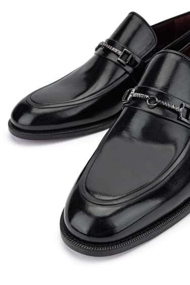  Tamer Tanca Erkek Hakiki Deri Siyah Loafer Ayakkabı