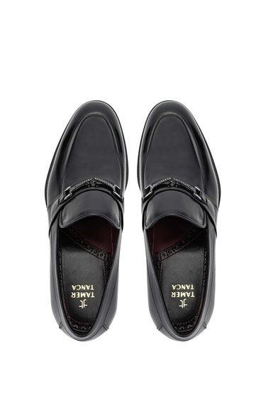  Tamer Tanca Erkek Hakiki Deri Siyah Loafer Ayakkabı