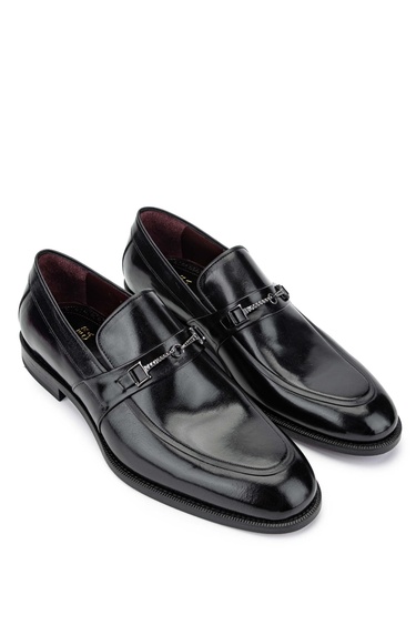  Tamer Tanca Erkek Hakiki Deri Siyah Loafer Ayakkabı
