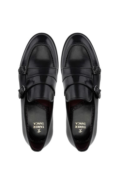  Tamer Tanca Erkek Hakiki Deri Siyah Loafer Ayakkabı