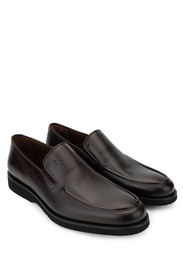  Tamer Tanca Erkek Hakiki Deri Kahverengi Loafer Ayakkabı