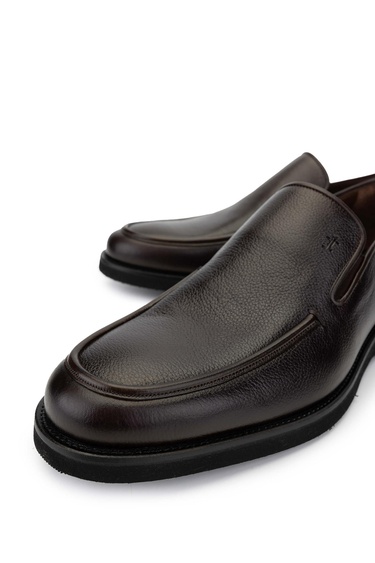  Tamer Tanca Erkek Hakiki Deri Kahverengi Loafer Ayakkabı