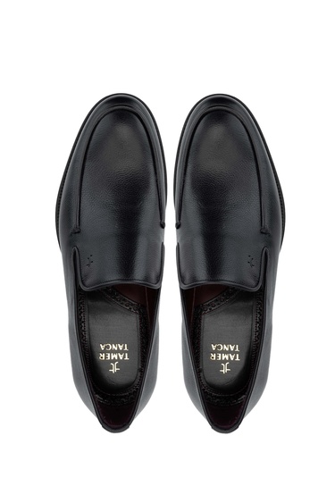 Tamer Tanca Erkek Hakiki Deri Siyah Loafer Ayakkabı