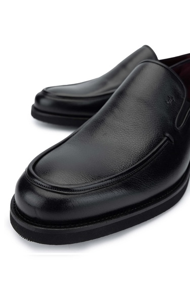  Tamer Tanca Erkek Hakiki Deri Siyah Loafer Ayakkabı