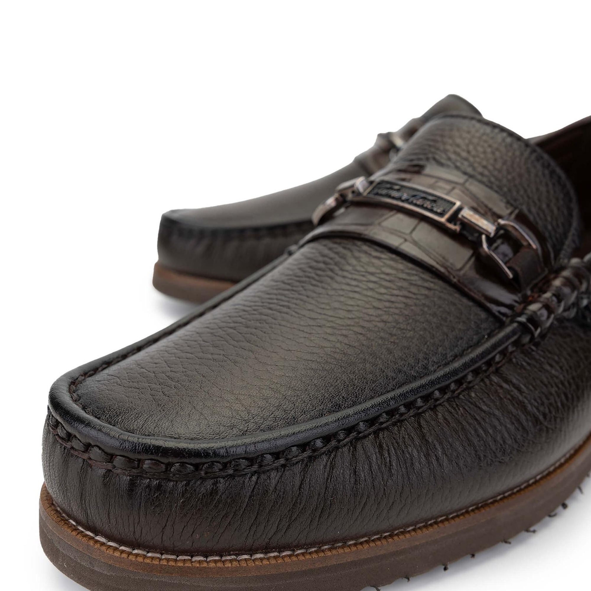 Tamer Tanca Erkek Hakiki Deri Kahverengi Loafer Ayakkabı