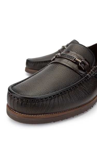  Tamer Tanca Erkek Hakiki Deri Kahverengi Loafer Ayakkabı