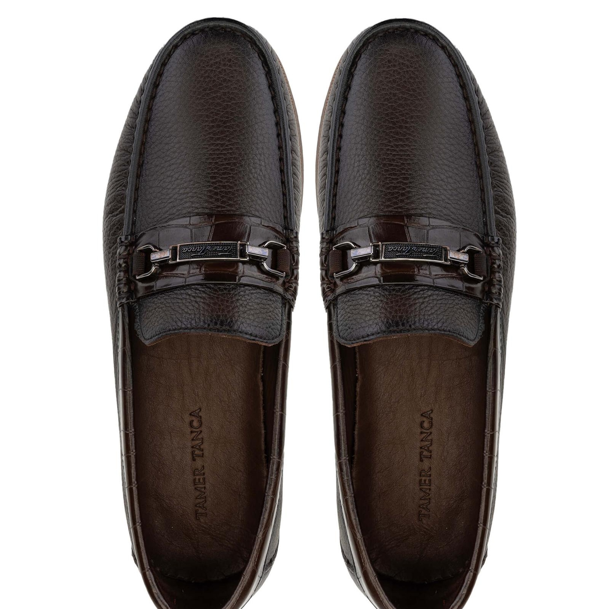 Tamer Tanca Erkek Hakiki Deri Kahverengi Loafer Ayakkabı