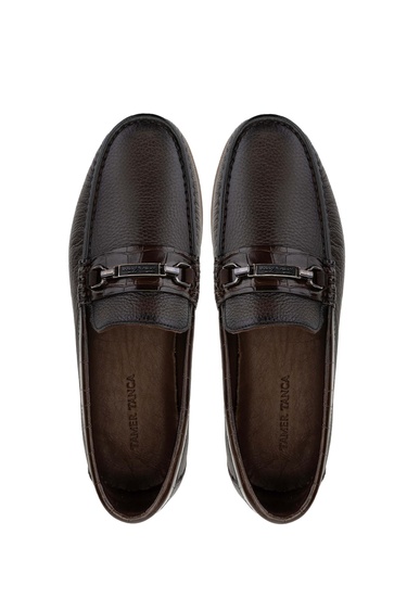  Tamer Tanca Erkek Hakiki Deri Kahverengi Loafer Ayakkabı
