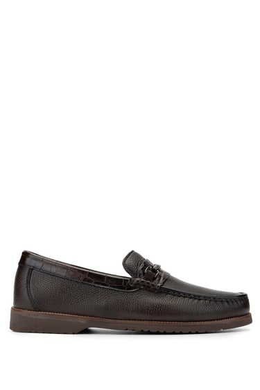  Tamer Tanca Erkek Hakiki Deri Kahverengi Loafer Ayakkabı