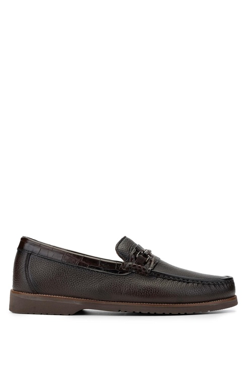  Tamer Tanca Erkek Hakiki Deri Kahverengi Loafer Ayakkabı