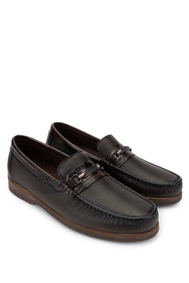  Tamer Tanca Erkek Hakiki Deri Kahverengi Loafer Ayakkabı