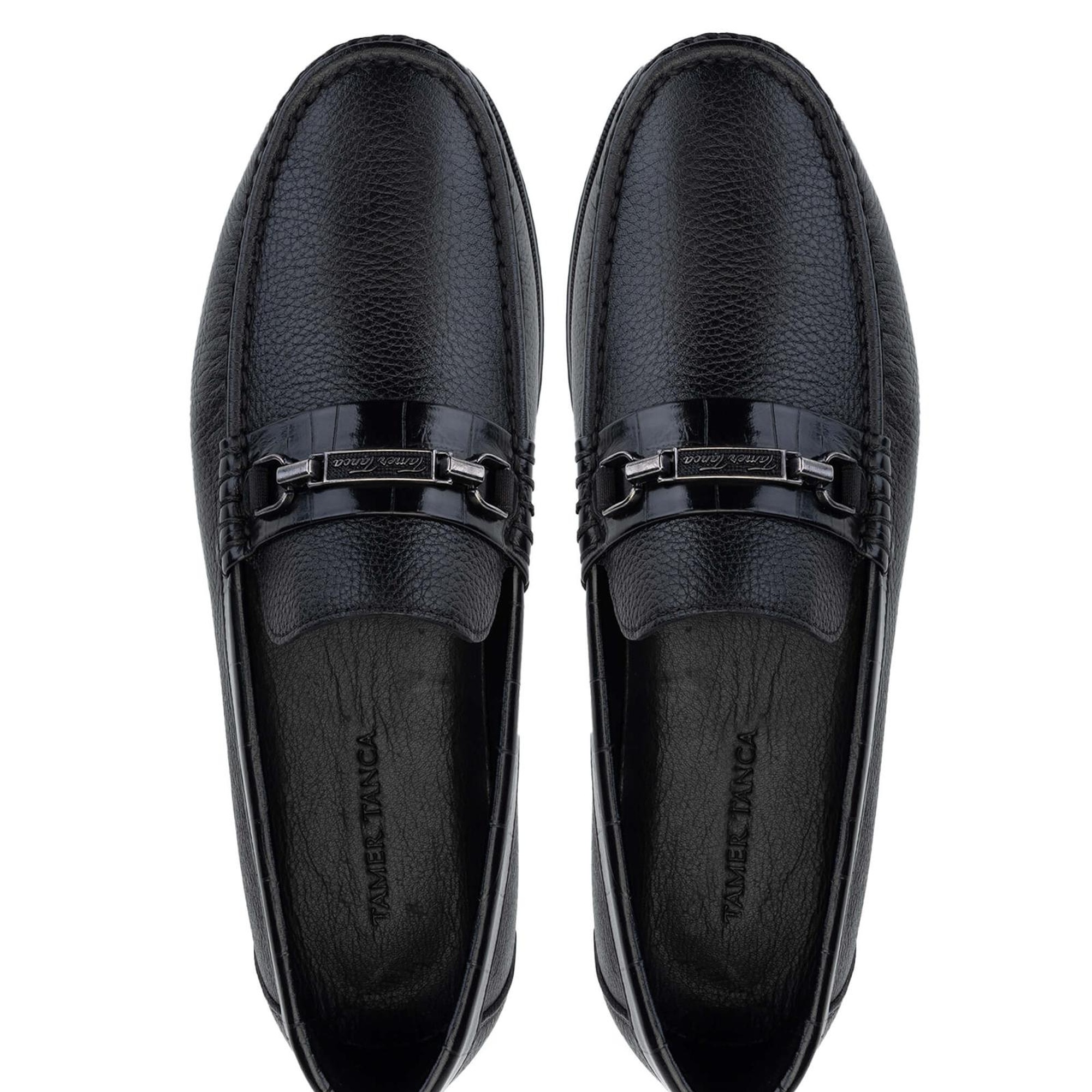 Tamer Tanca Erkek Hakiki Deri Siyah Loafer Ayakkabı