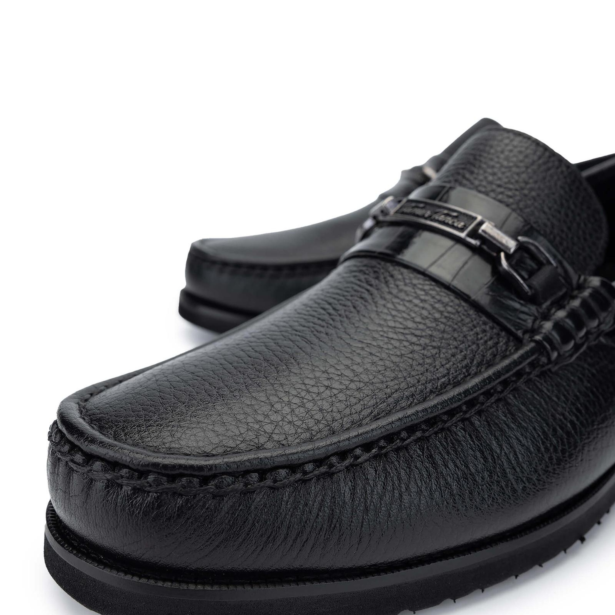 Tamer Tanca Erkek Hakiki Deri Siyah Loafer Ayakkabı