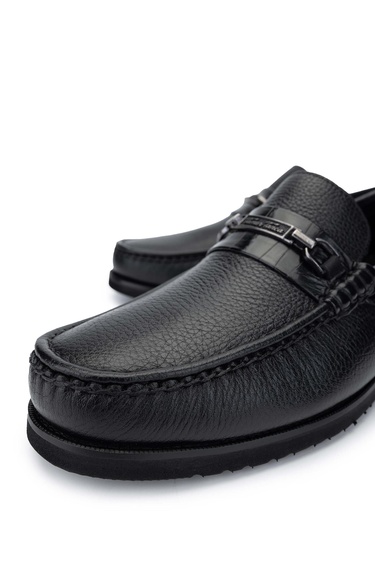  Tamer Tanca Erkek Hakiki Deri Siyah Loafer Ayakkabı