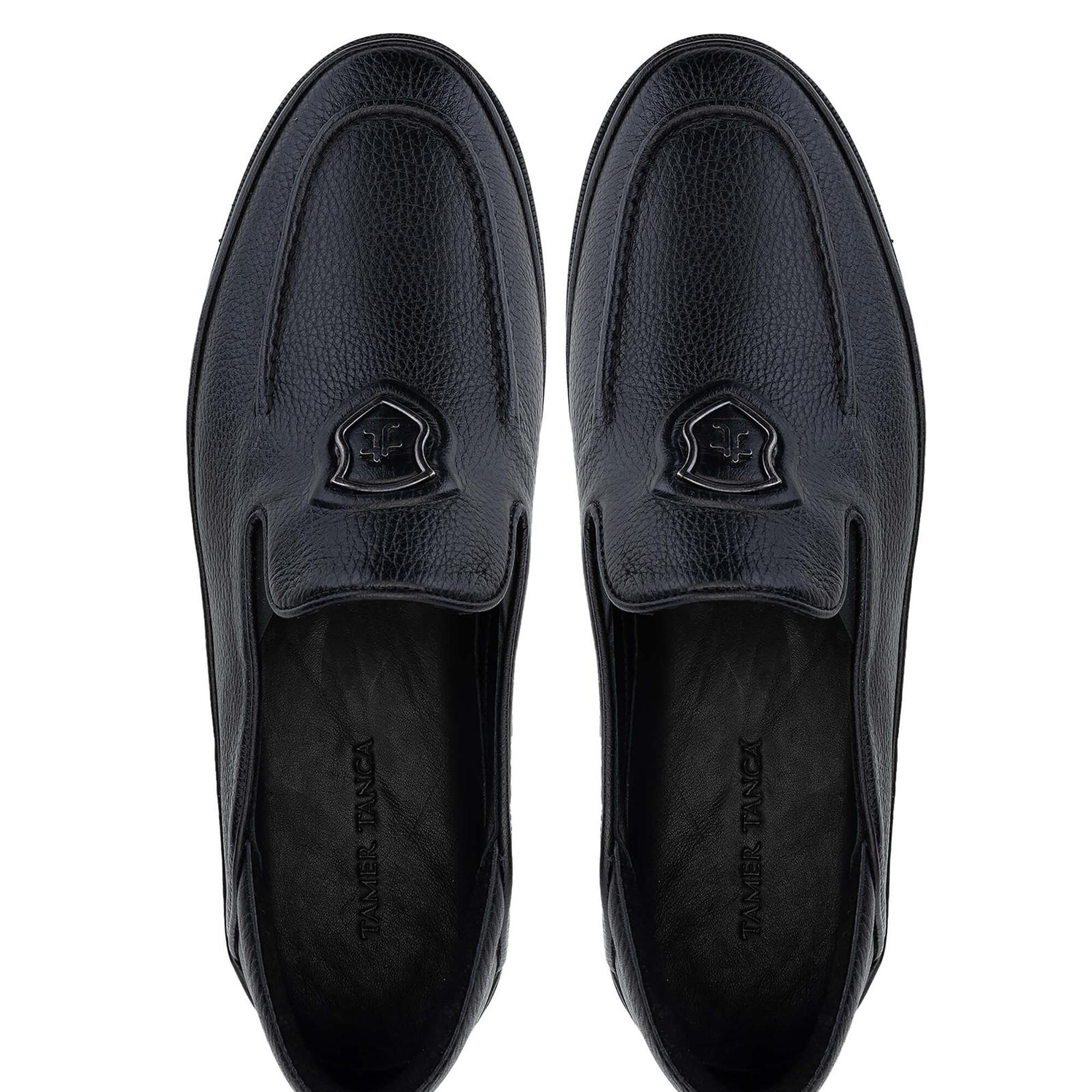 Tamer Tanca Erkek Hakiki Deri Siyah Floter Loafer Ayakkabı