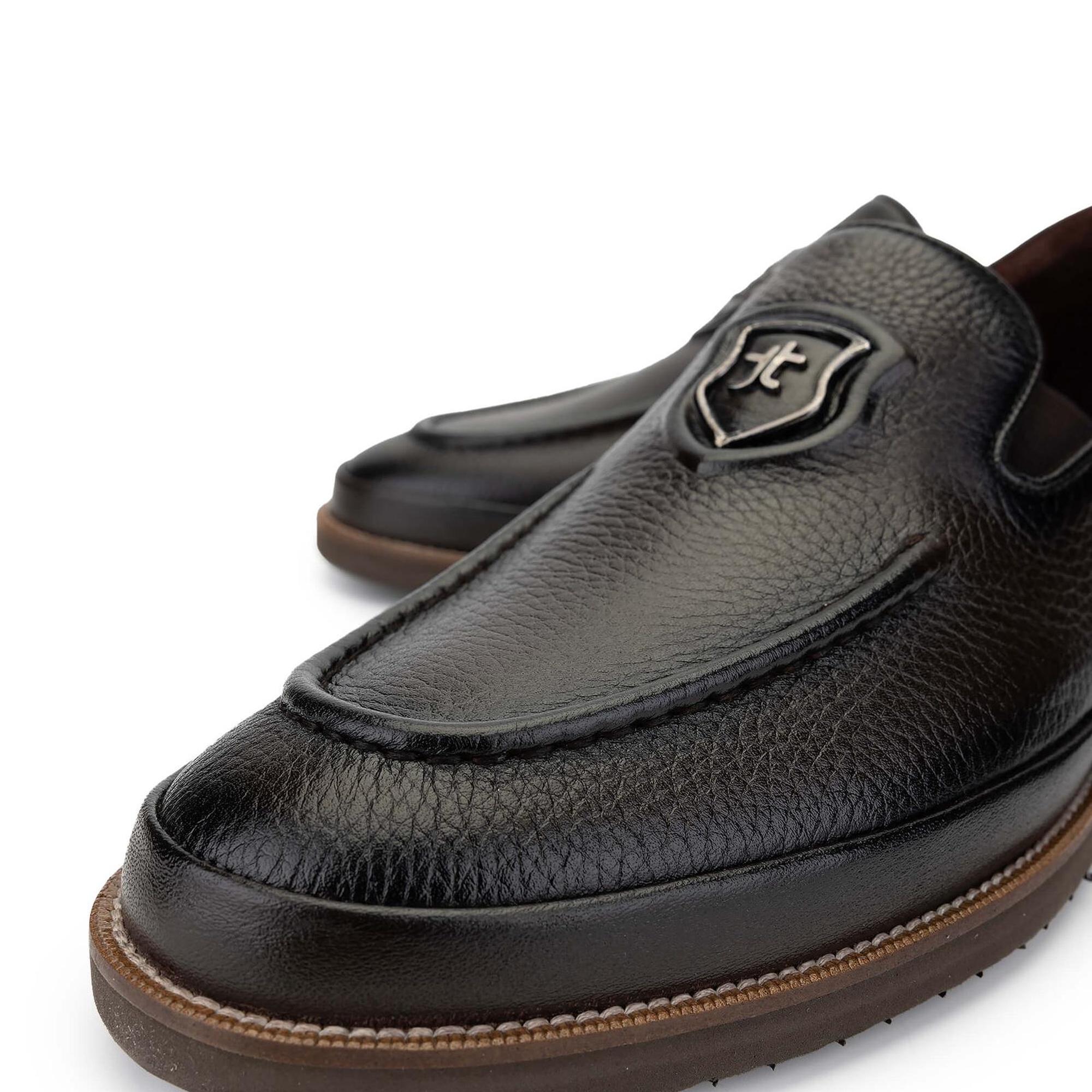 Tamer Tanca Erkek Hakiki Deri Kahverengi Loafer Ayakkabı