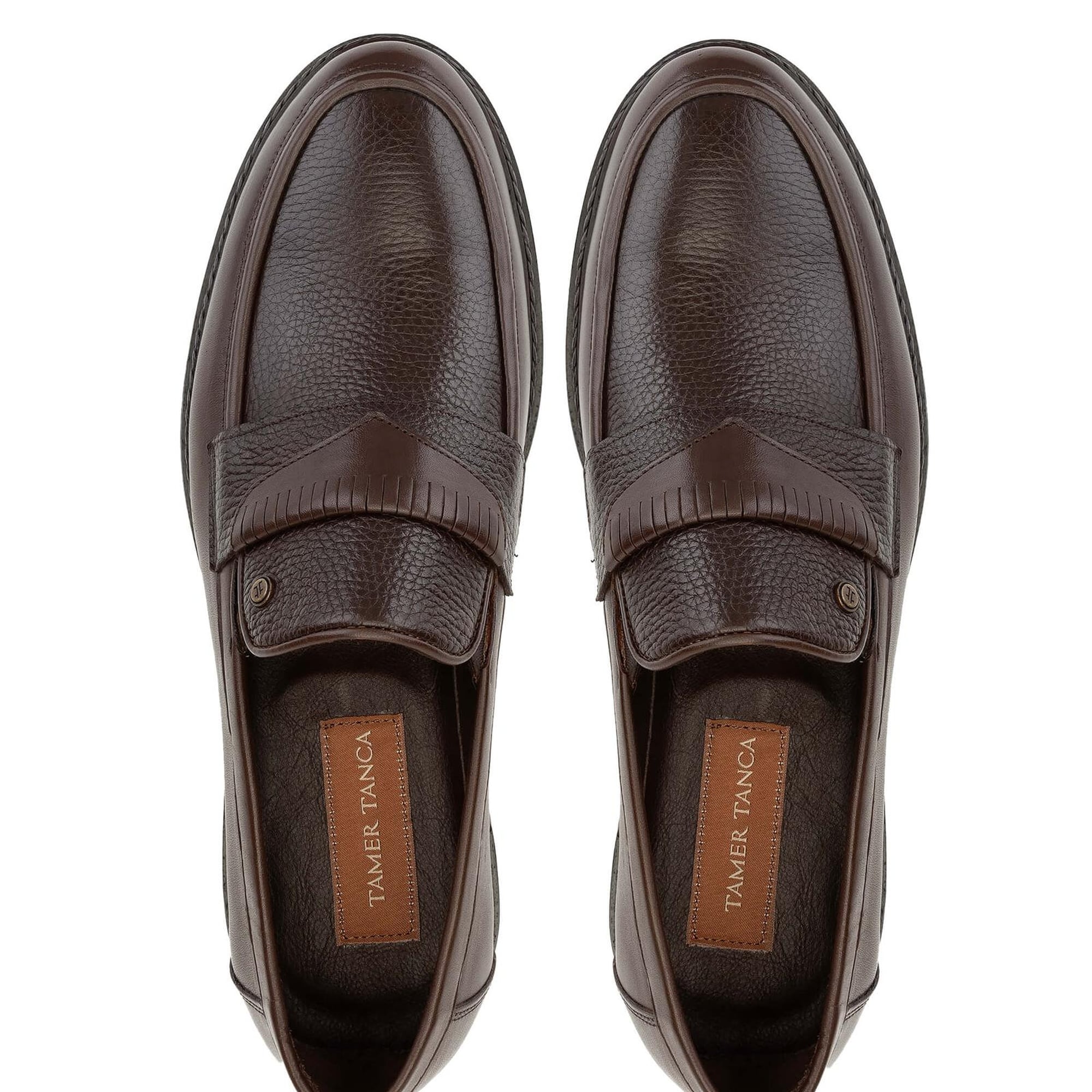 Tamer Tanca Erkek Hakiki Deri Kahverengi Loafer Ayakkabı