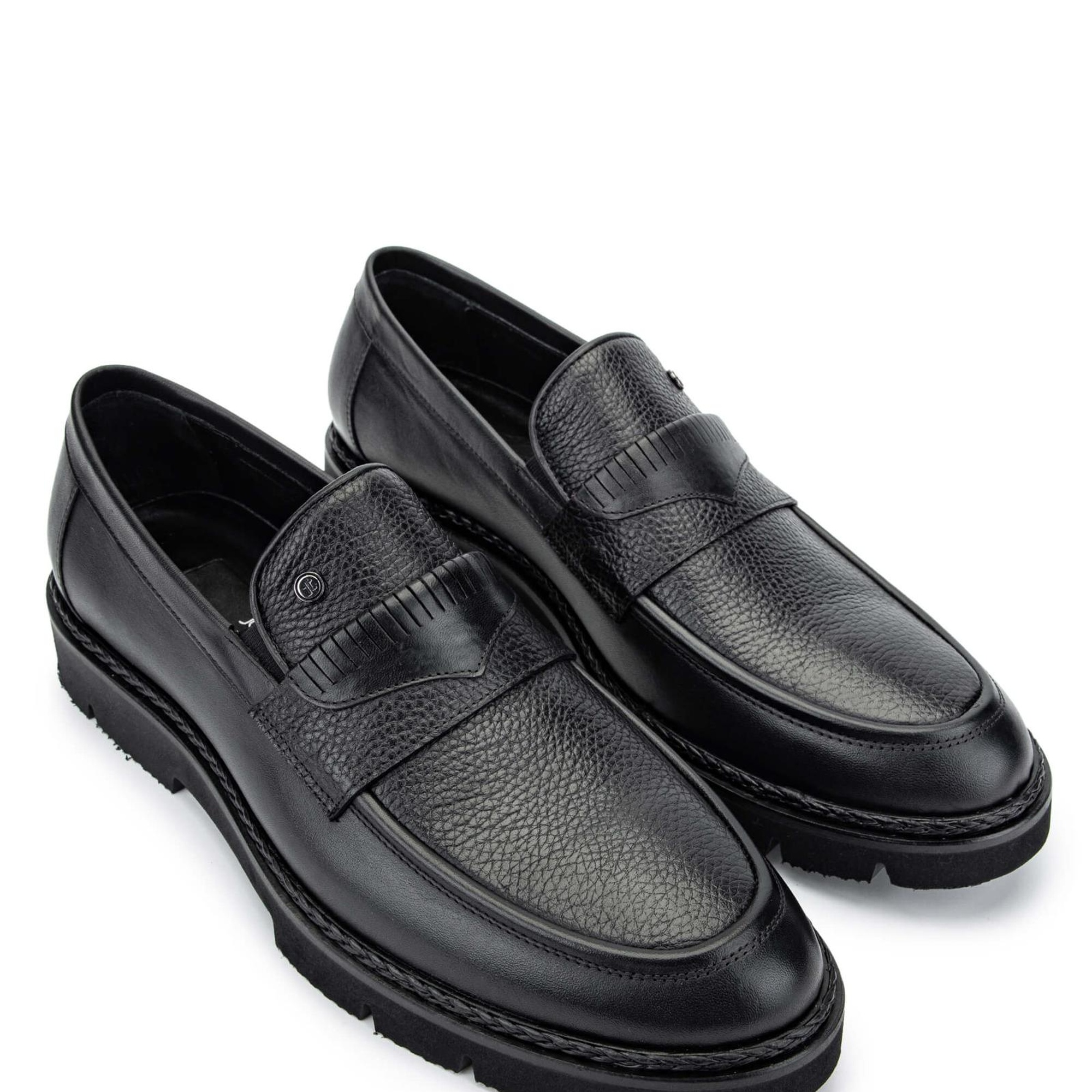 Tamer Tanca Erkek Hakiki Deri Siyah Loafer Ayakkabı