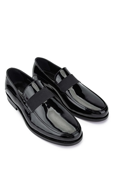  Tamer Tanca Erkek Hakiki Deri Siyah Rugan Loafer Ayakkabı